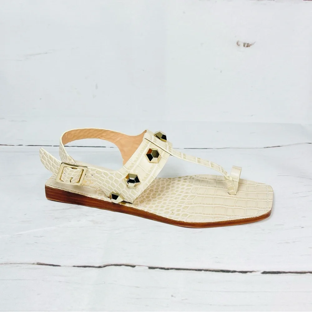 Vince Camuto Dailette Sandals Womens Size 8.5M Slingback Croc‎ Print Studded